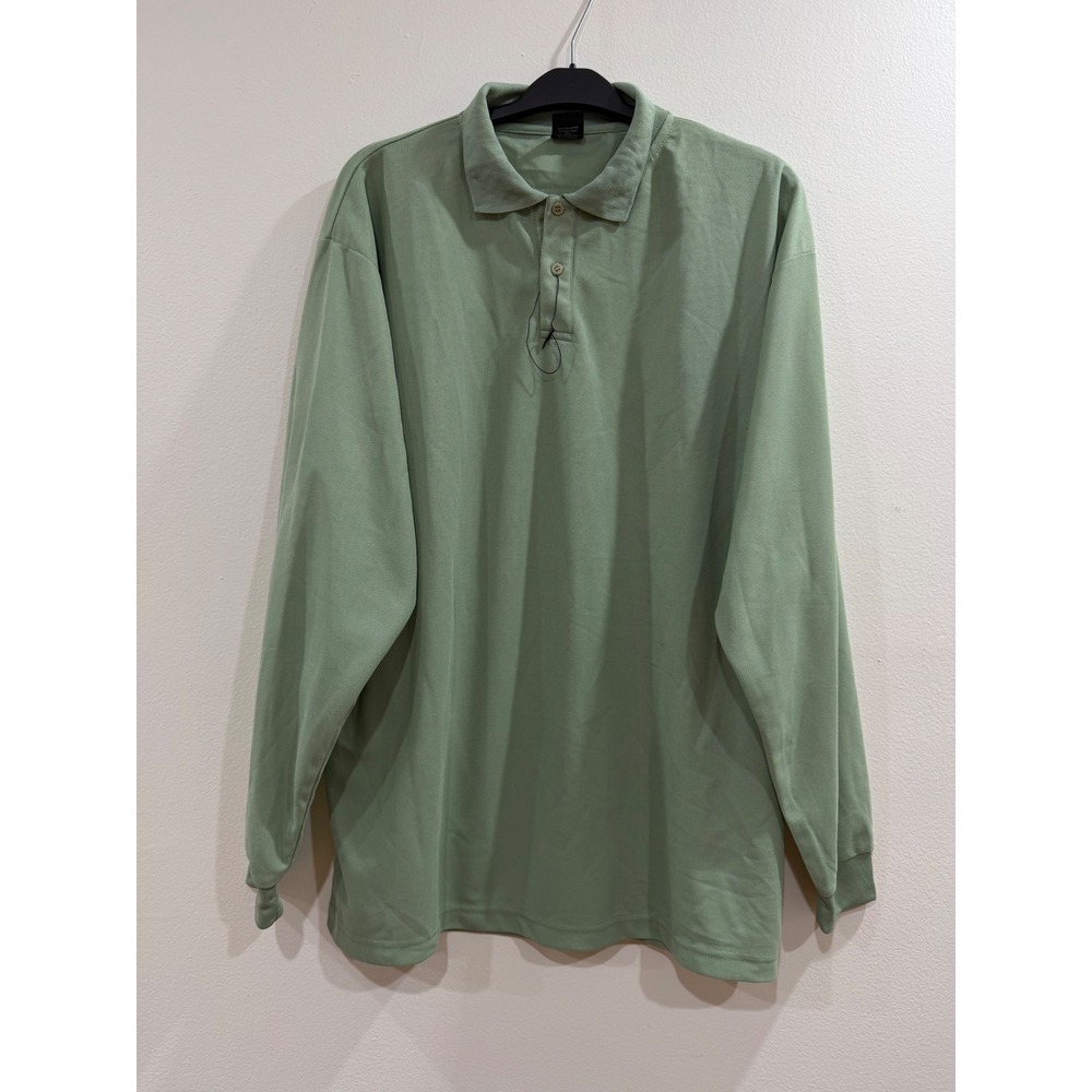 Claudio Nucci Polo Shirt Mens XL Green Excellent Long Sleeve Pique Knit Solid